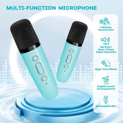 Compact Bluetooth Karaoke System with Microphones