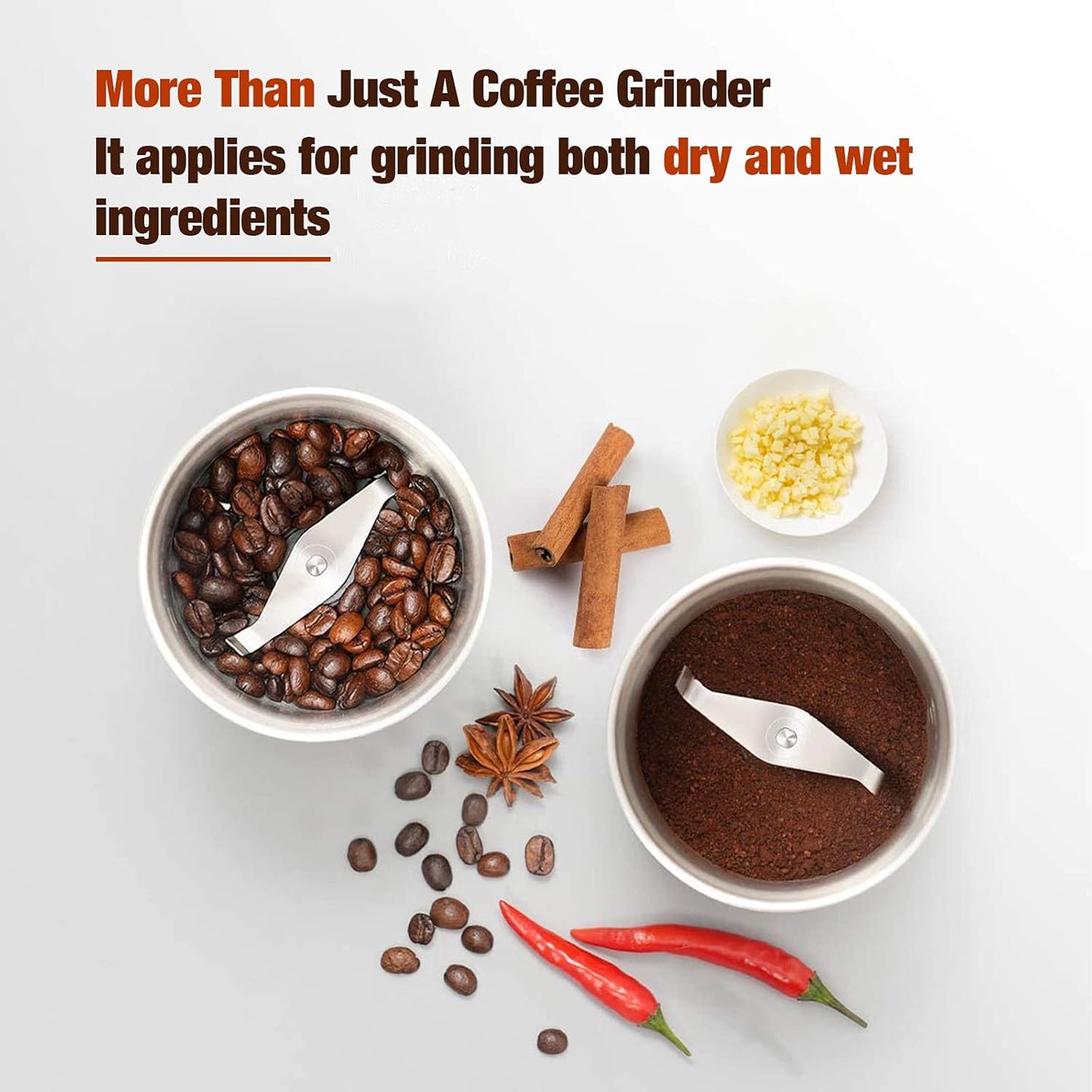 Compact Coffee and Spice Mill with Detachable Container