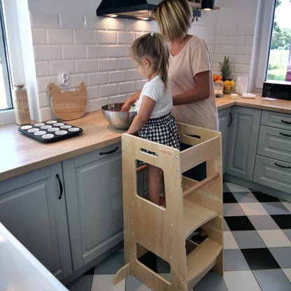 Kid's Kitchen Step Stool Helper Tower Ladder