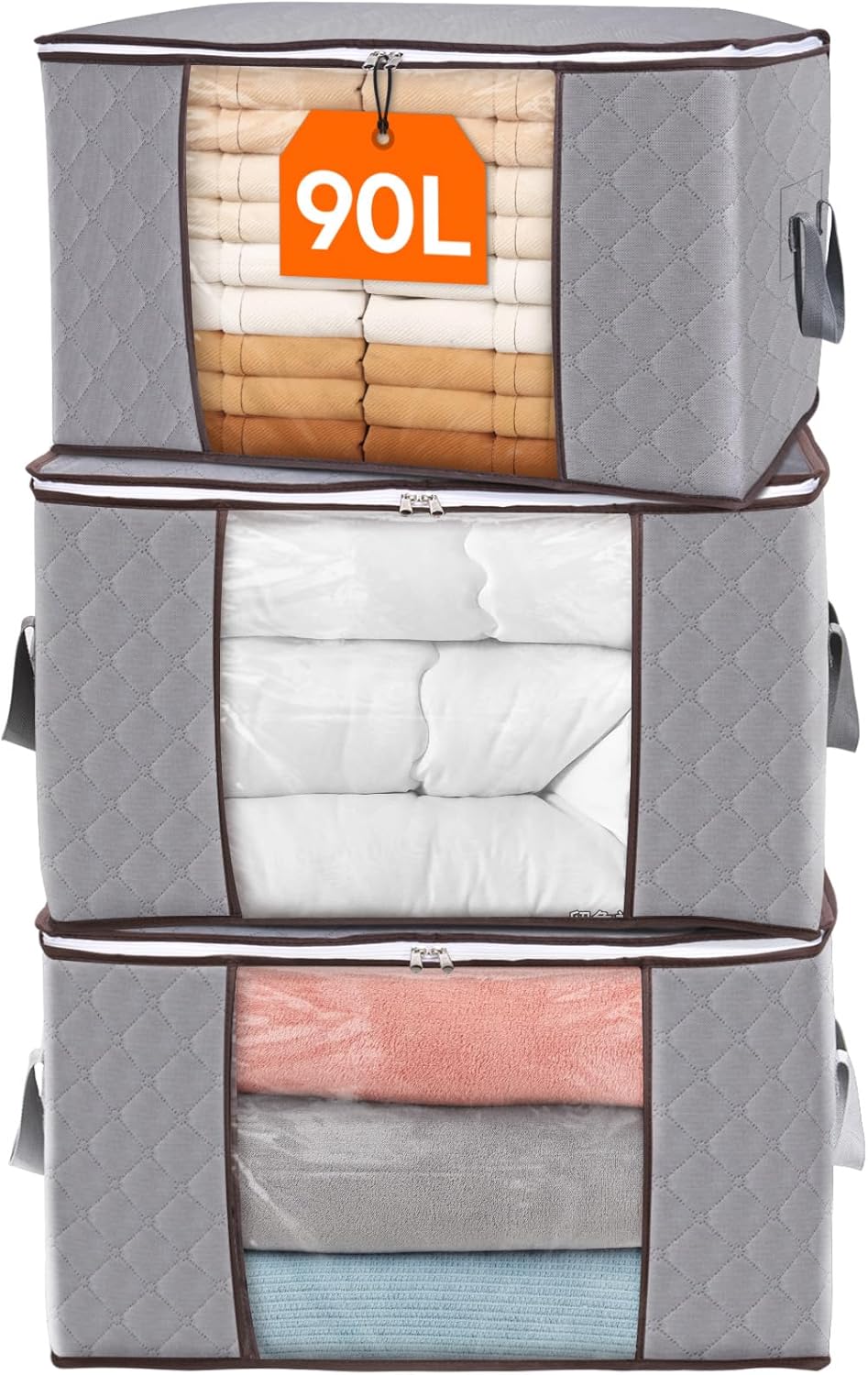 Collapsible Closet Storage Containers with Clear View Lids