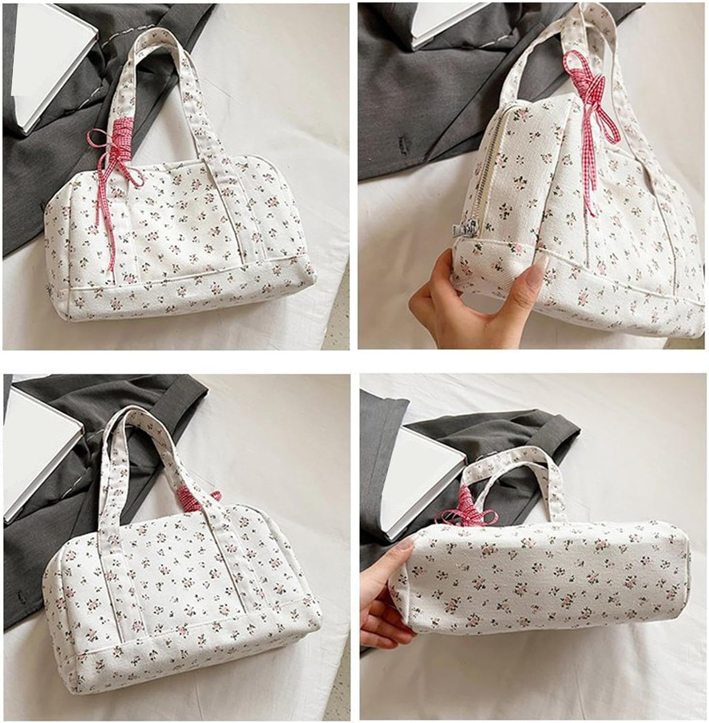 Big Cotton Travel Bag with Ribbon Detail