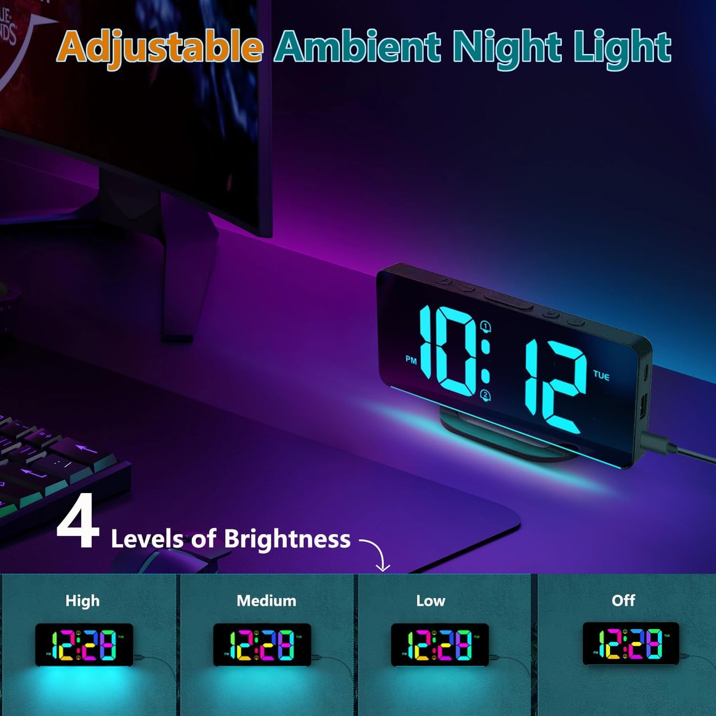 Large Display Digital Calendar Clock with Alarm Reminders