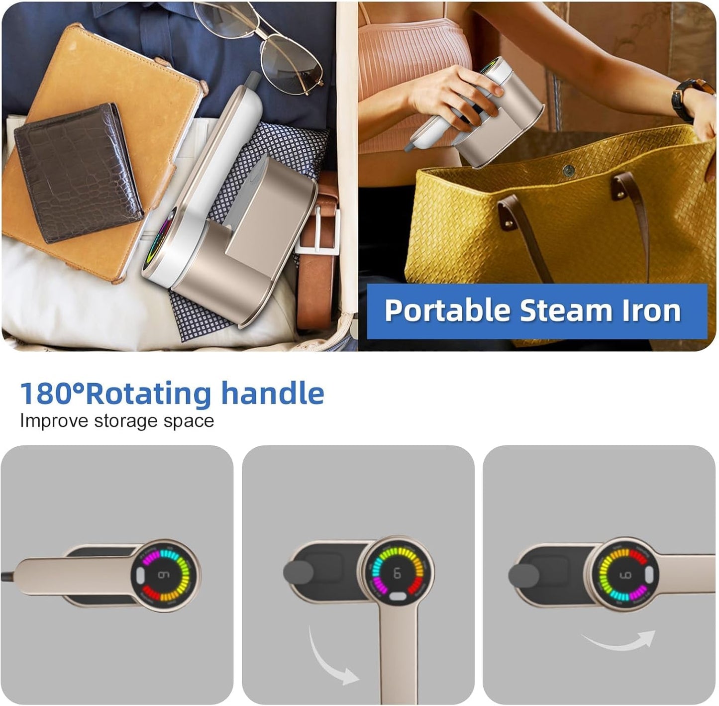 Compact 1200W Travel Steamer Iron with 6 Settings
