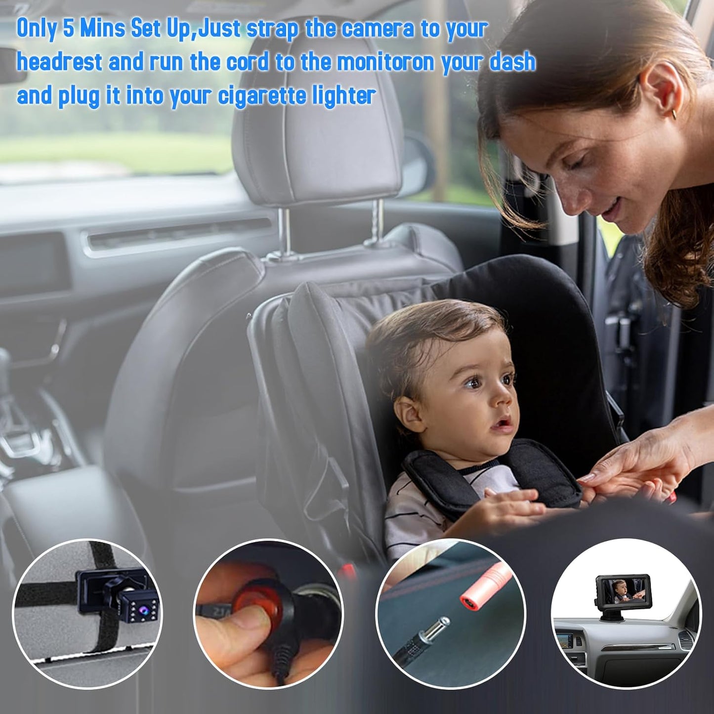 Baby Car Rearview Mirror with HD Camera & 4.3'' Display
