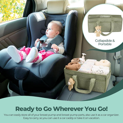 Soft Baby Diaper Caddy Storage Basket with Pockets