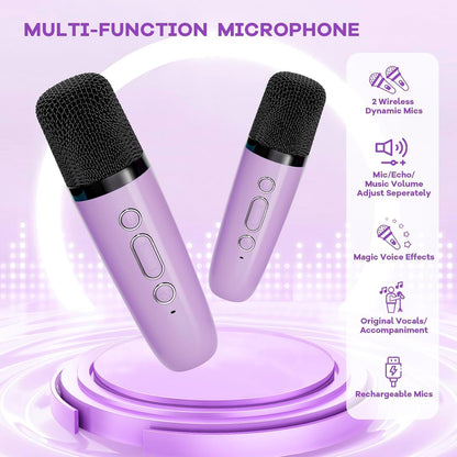 Compact Bluetooth Karaoke System with Microphones