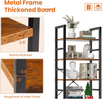 Tall 5 Shelf Storage Bookcase
