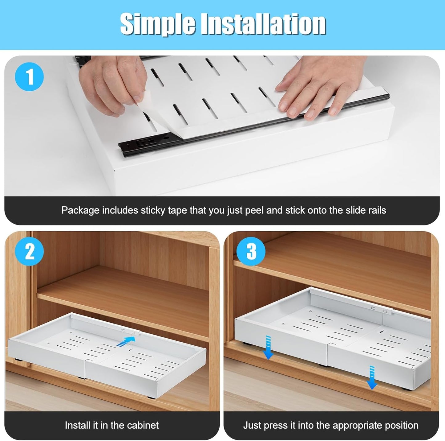 2 Pack Sliding Kitchen Storage Drawers