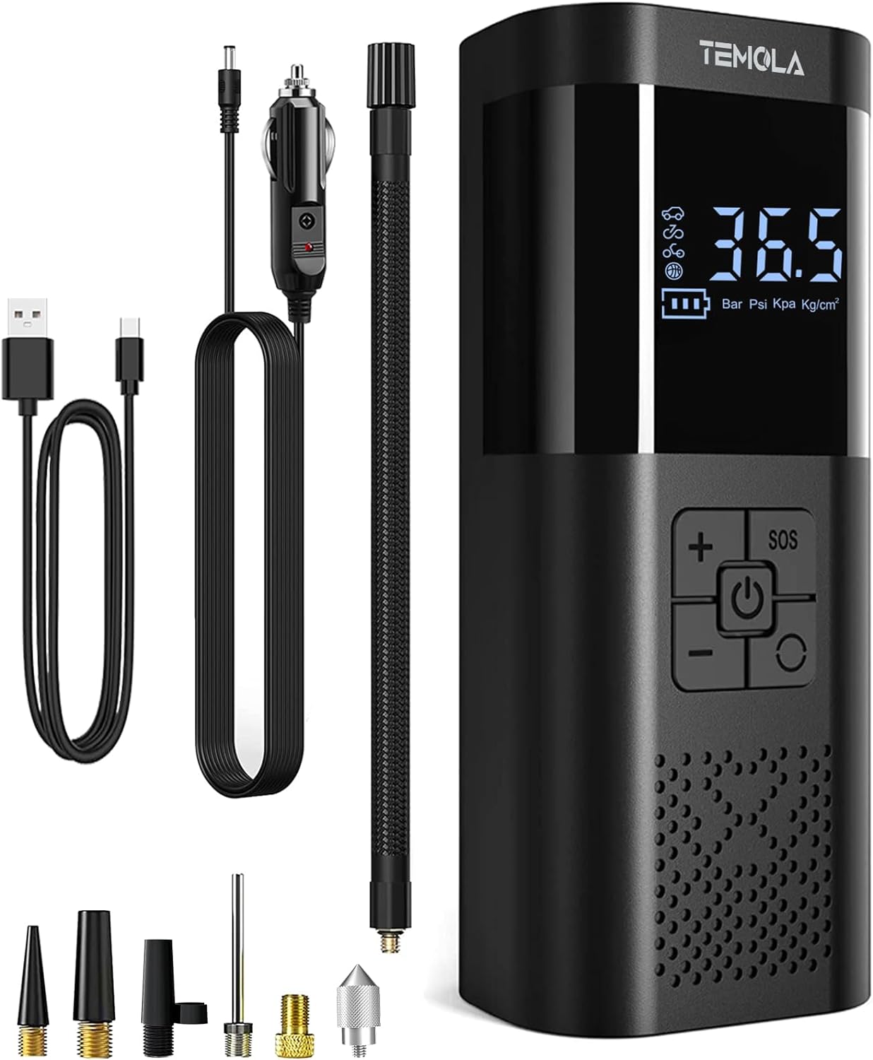 Compact Auto Tire Air Pump Inflator Kit
