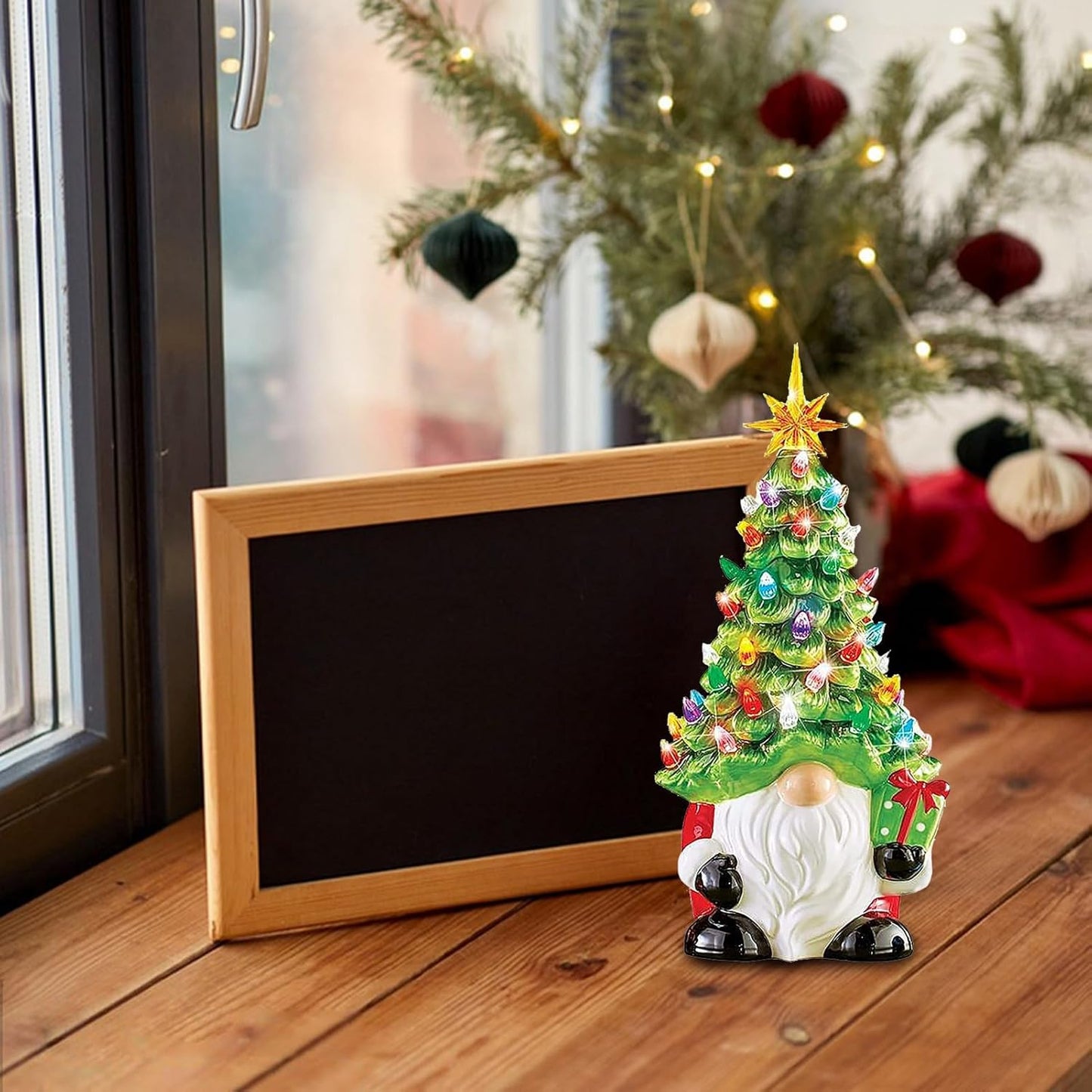 Colorful Ceramic Holiday Tree, Mini Lit Xmas Tree