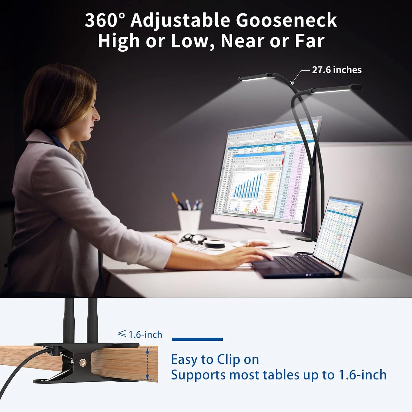 Flexible LED Desk Clamp Light with Adjustable Arm