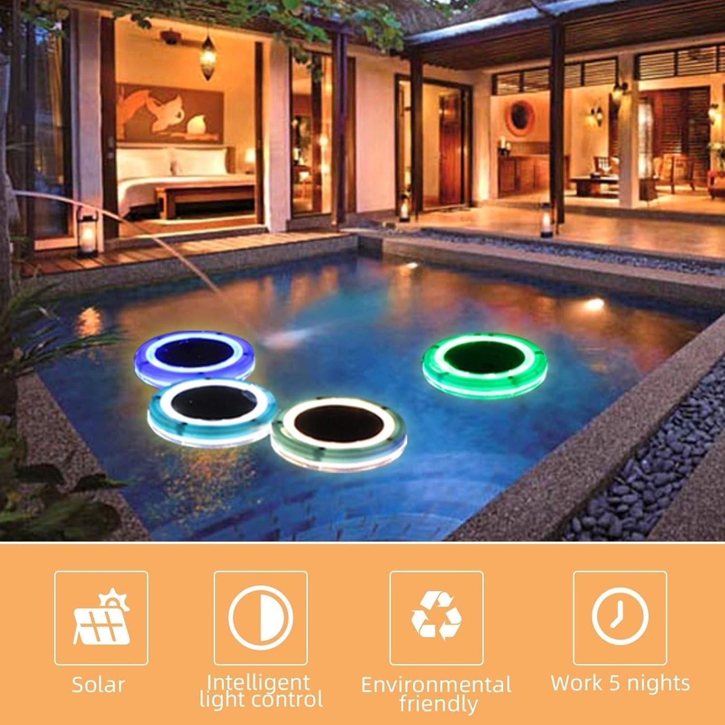 Solar Powered Pool Float Lights for Outdoor Use