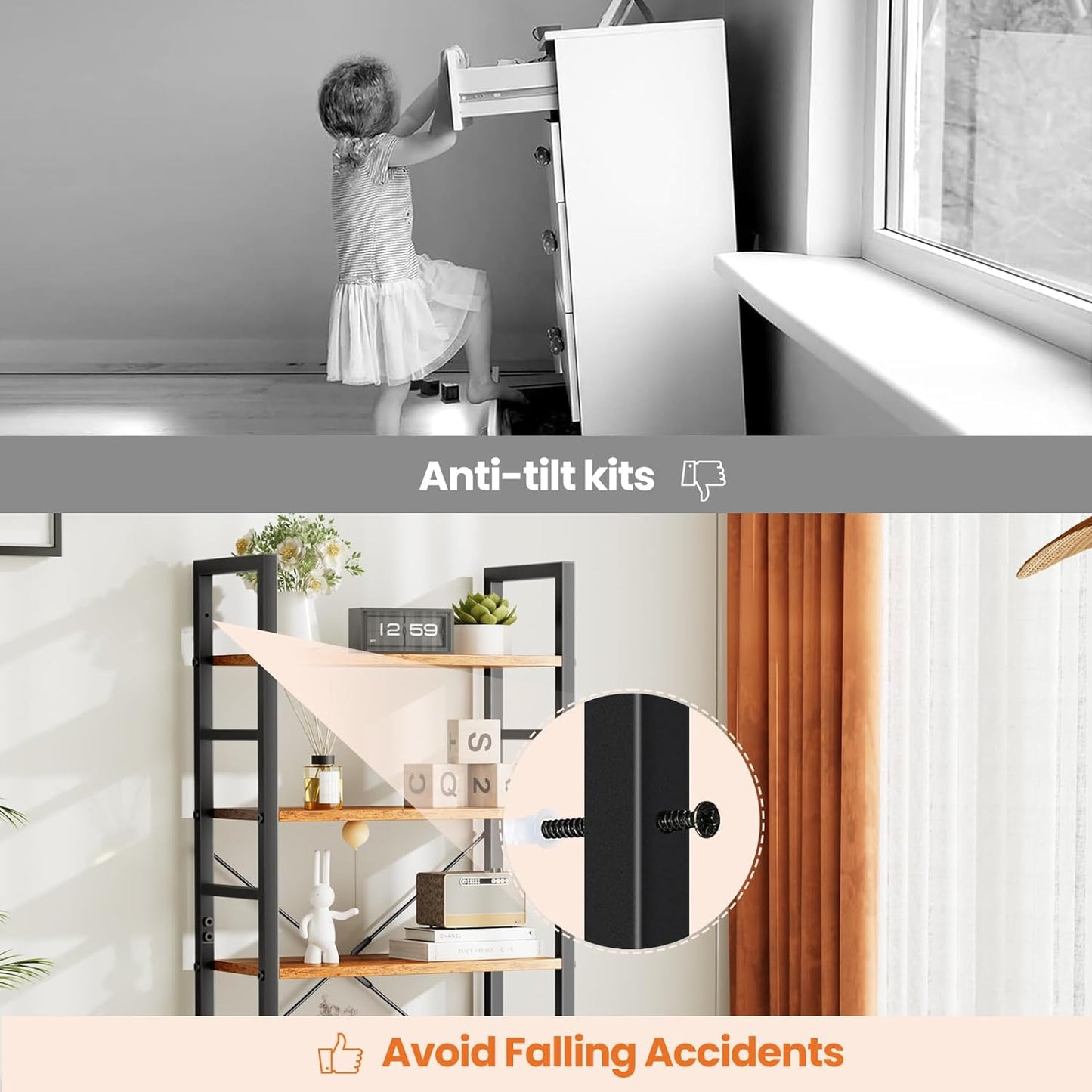 Tall 5 Shelf Storage Bookcase