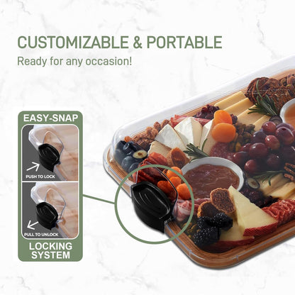 Wooden Cheese Serving Platter with Clear Storage Lid