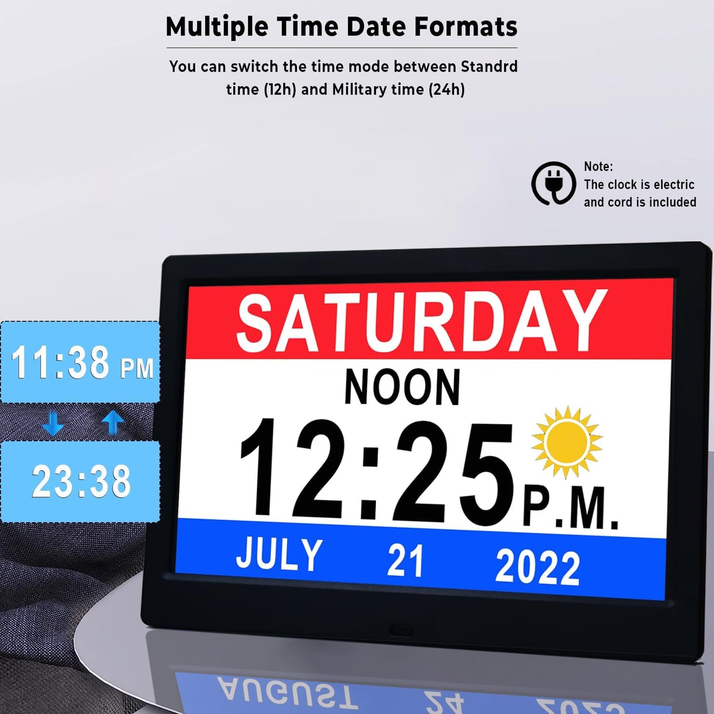 Large Display Digital Calendar Clock with Alarm Reminders