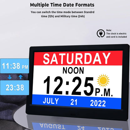 Large Display Digital Calendar Clock with Alarm Reminders