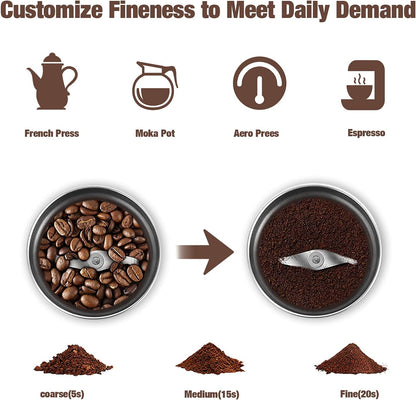 Compact Coffee and Spice Mill with Detachable Container
