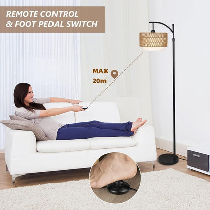 Tall Floor Lamp with Remote and Double Shades