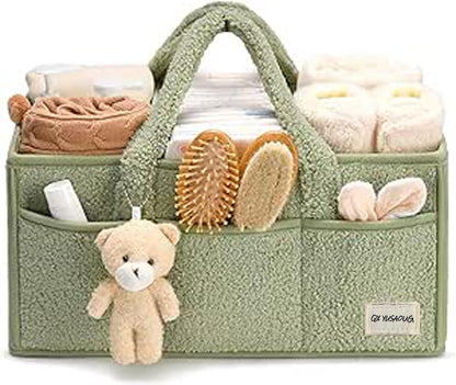 Soft Baby Diaper Caddy Storage Basket with Pockets