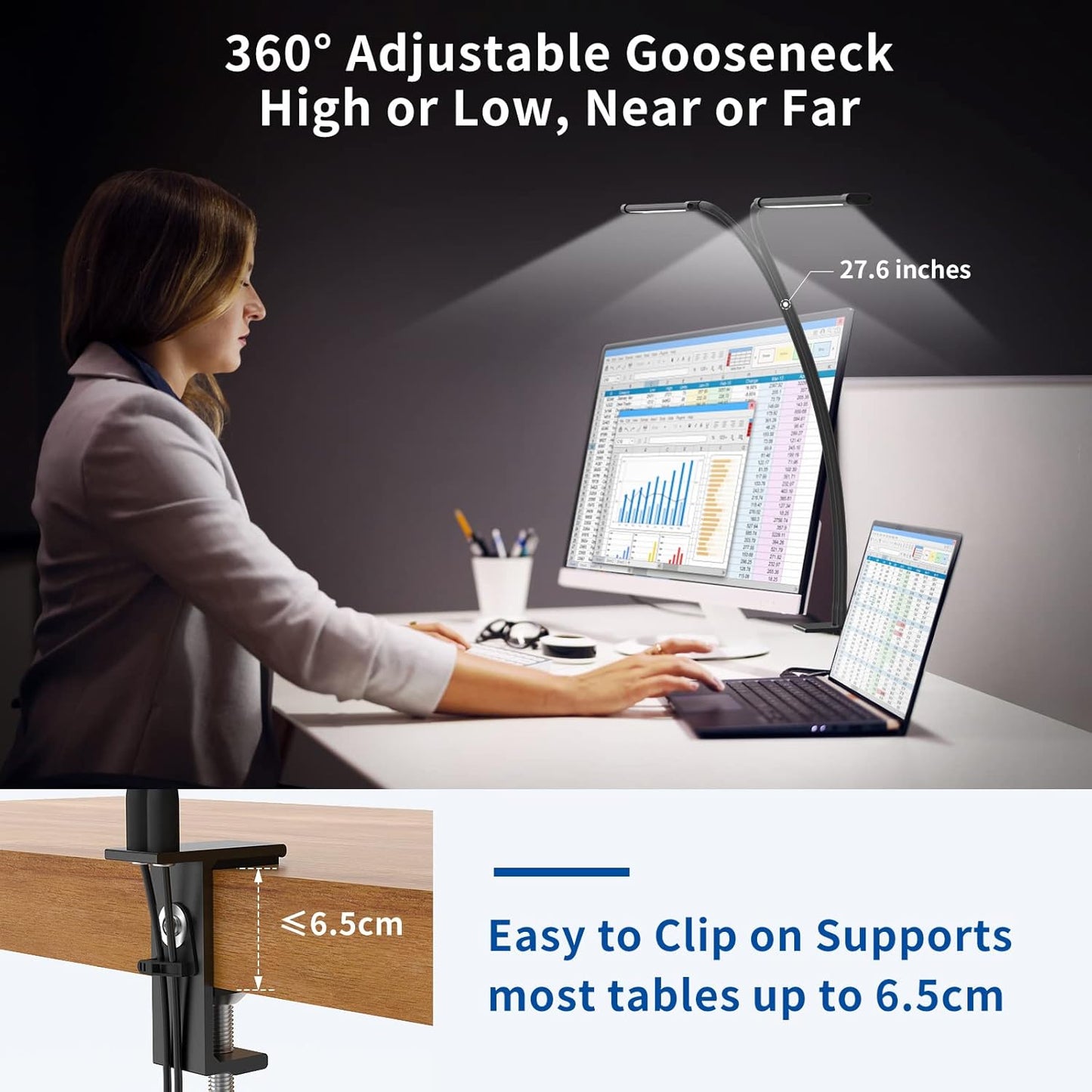 Flexible LED Desk Clamp Light with Adjustable Arm