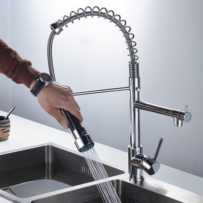 Stainless Steel One Handle Kitchen Faucet With Spray Nozzle