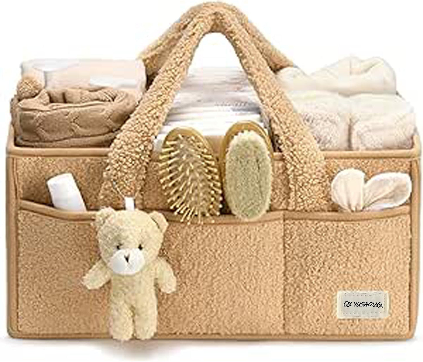 Soft Baby Diaper Caddy Storage Basket with Pockets