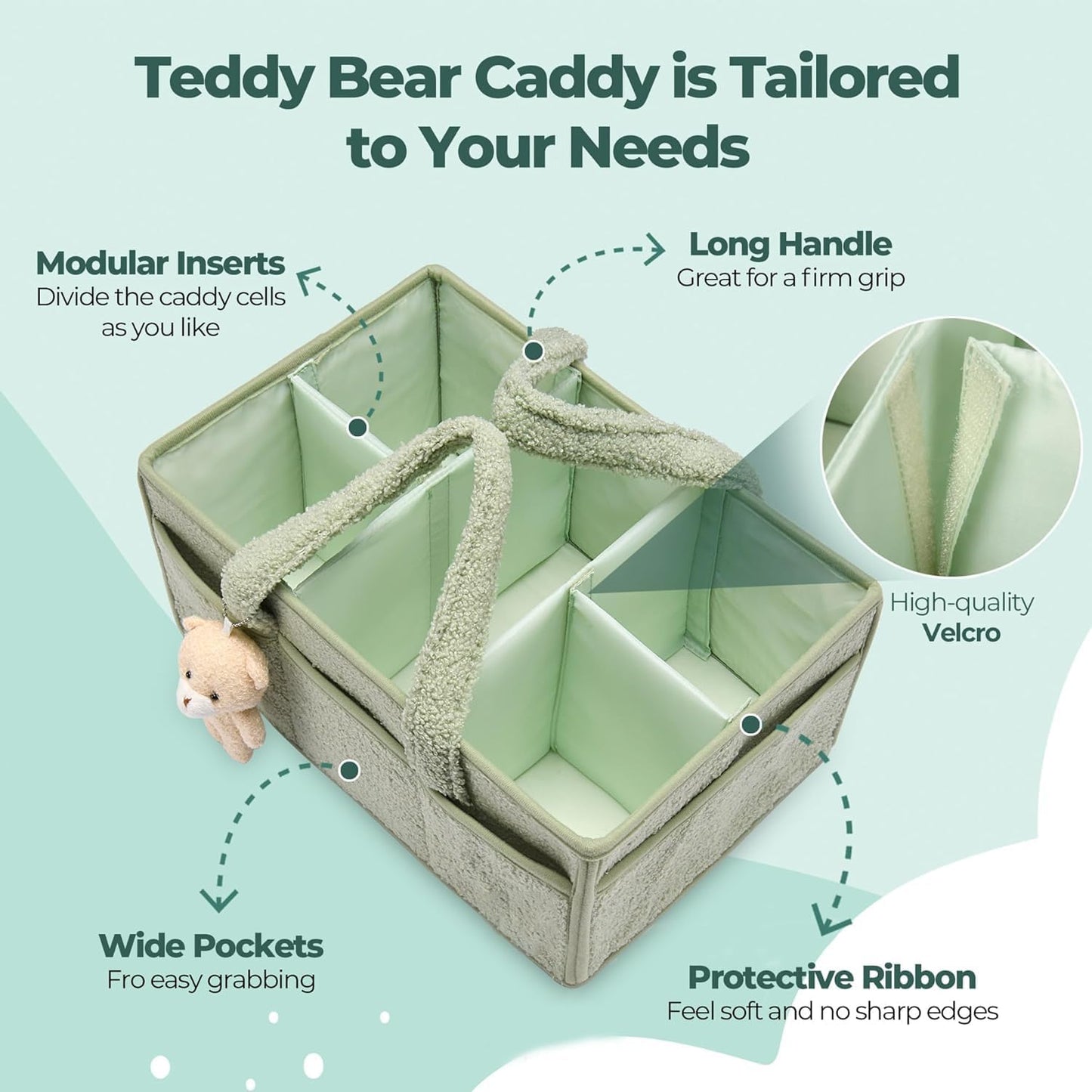 Soft Baby Diaper Caddy Storage Basket with Pockets