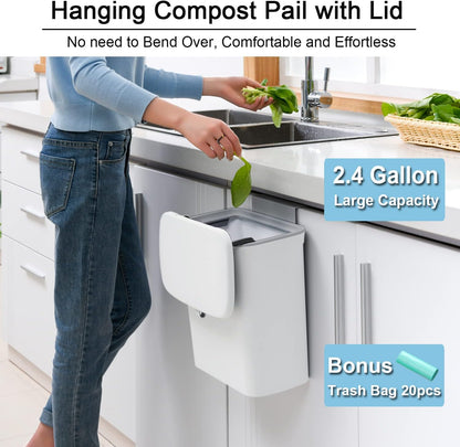 Compact 2.4 Gallon Kitchen Composter for Home Use