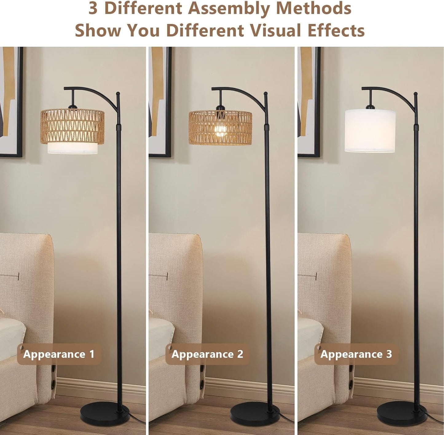 Tall Floor Lamp with Remote and Double Shades