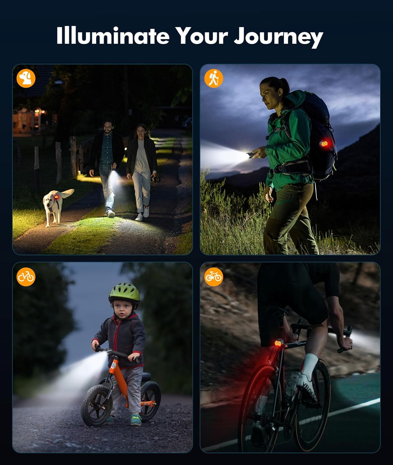 Bright LED Bike Lights with 9 Modes and Side Beams
