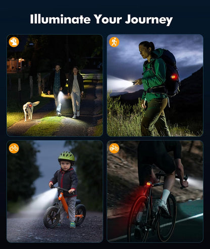 Bright LED Bike Lights with 9 Modes and Side Beams