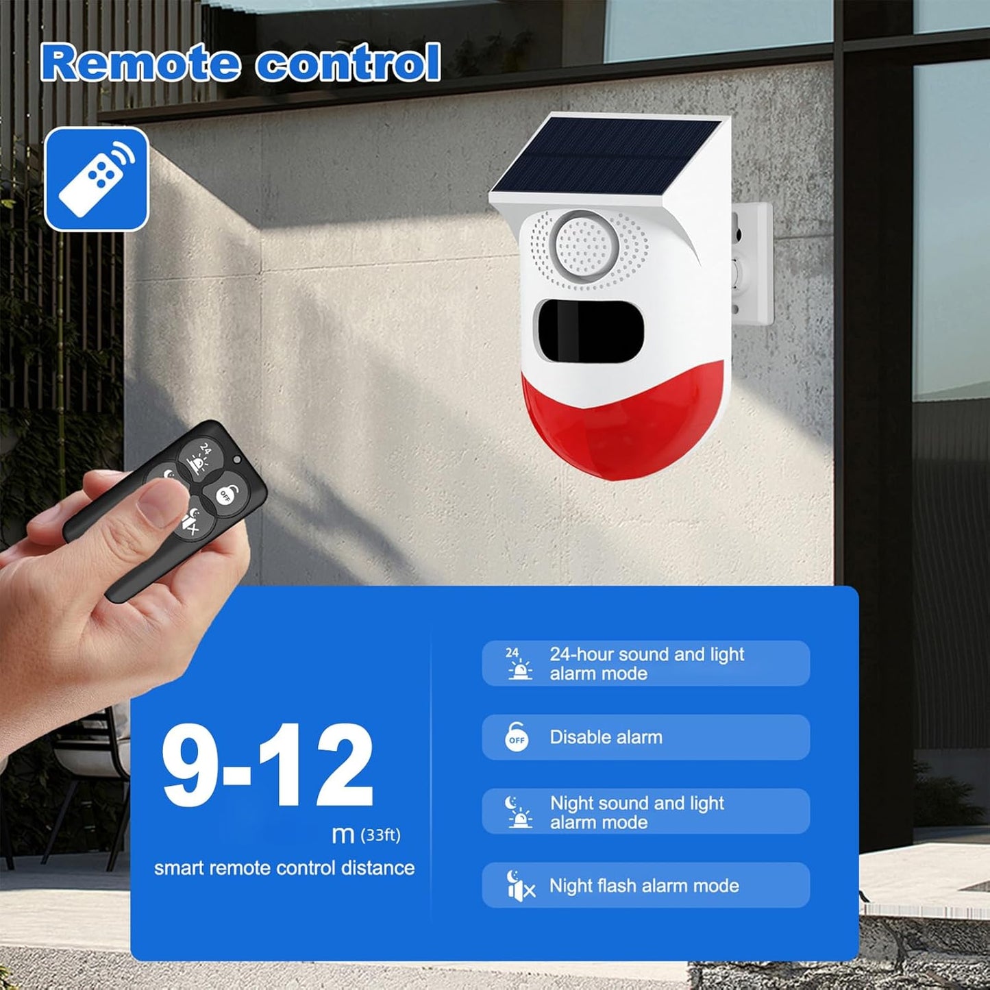 Wireless Outdoor Security Alarm with Siren and Flashing Light