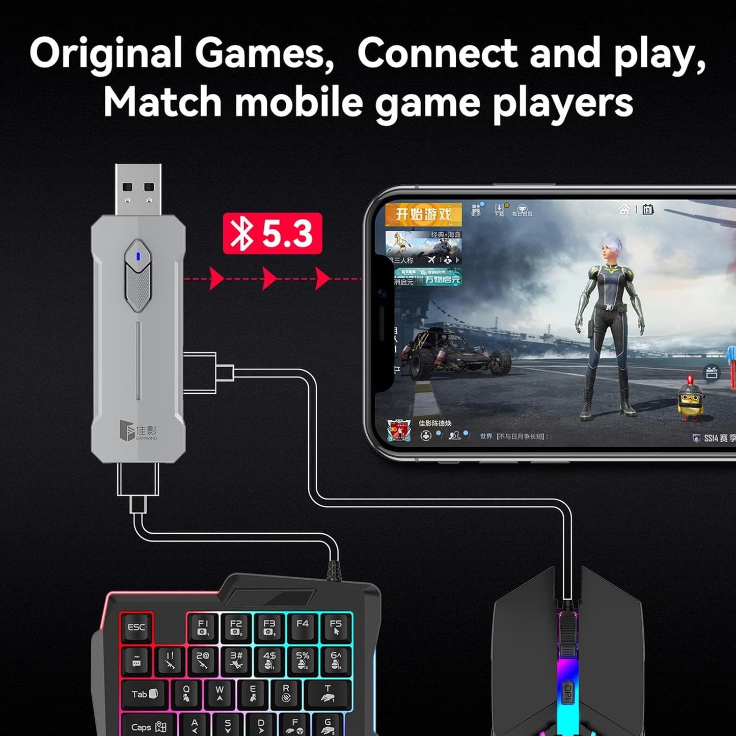 Wireless Gaming Keyboard Mouse Set with Ergonomic Pad