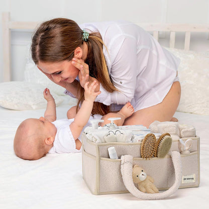 Soft Baby Diaper Caddy Storage Basket with Pockets