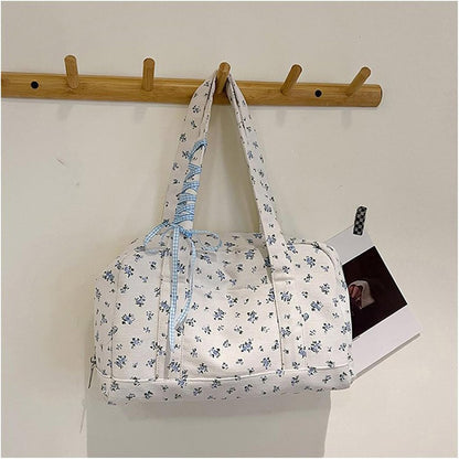Big Cotton Travel Bag with Ribbon Detail