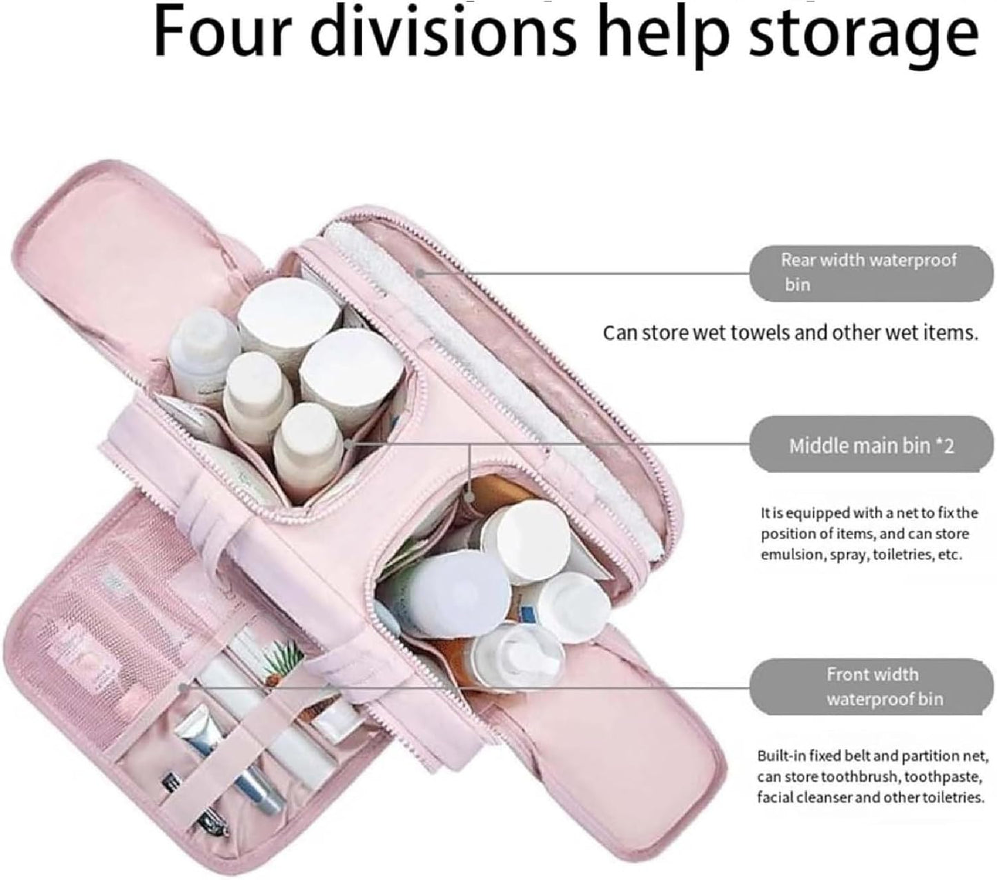 Spacious Water Resistant Travel Makeup Bag