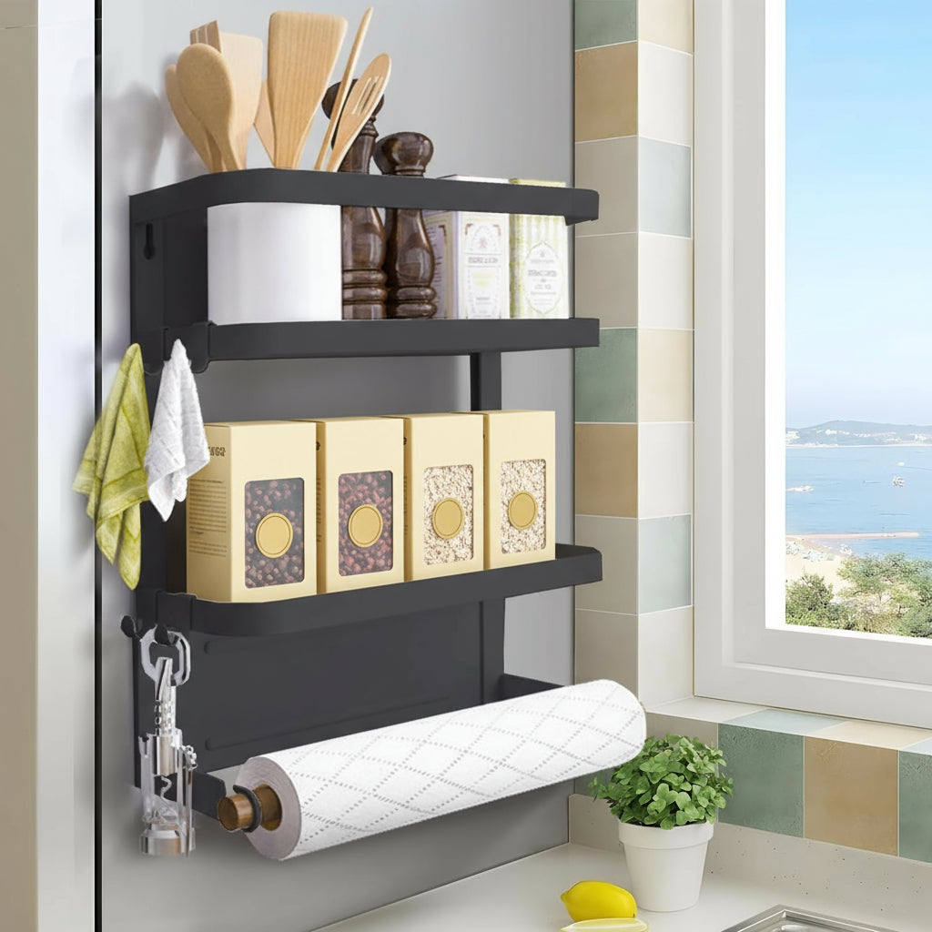 Space Saving Fridge Spice Organizer with Towel Holder - Pexav