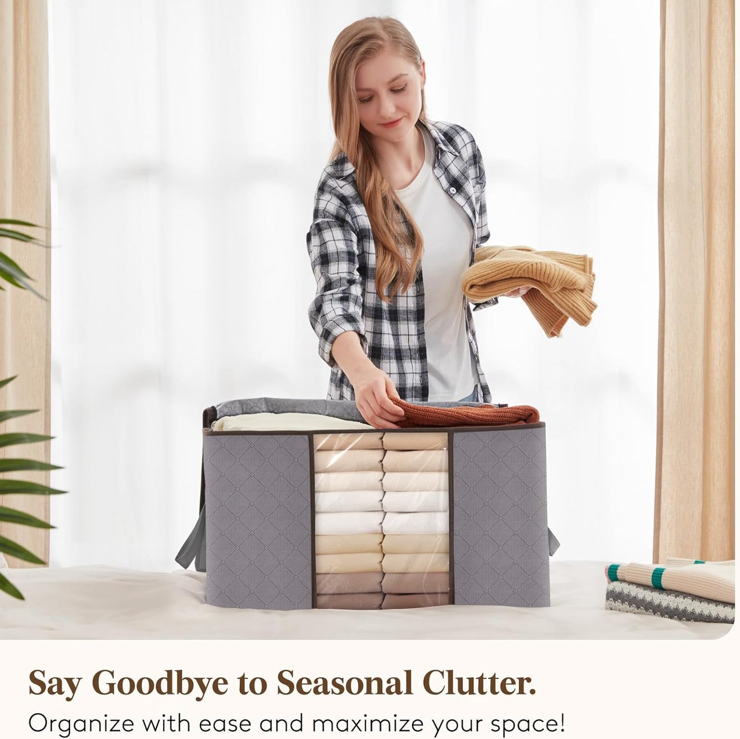 Collapsible Closet Storage Containers with Clear View Lids
