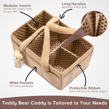 Soft Baby Diaper Caddy Storage Basket with Pockets