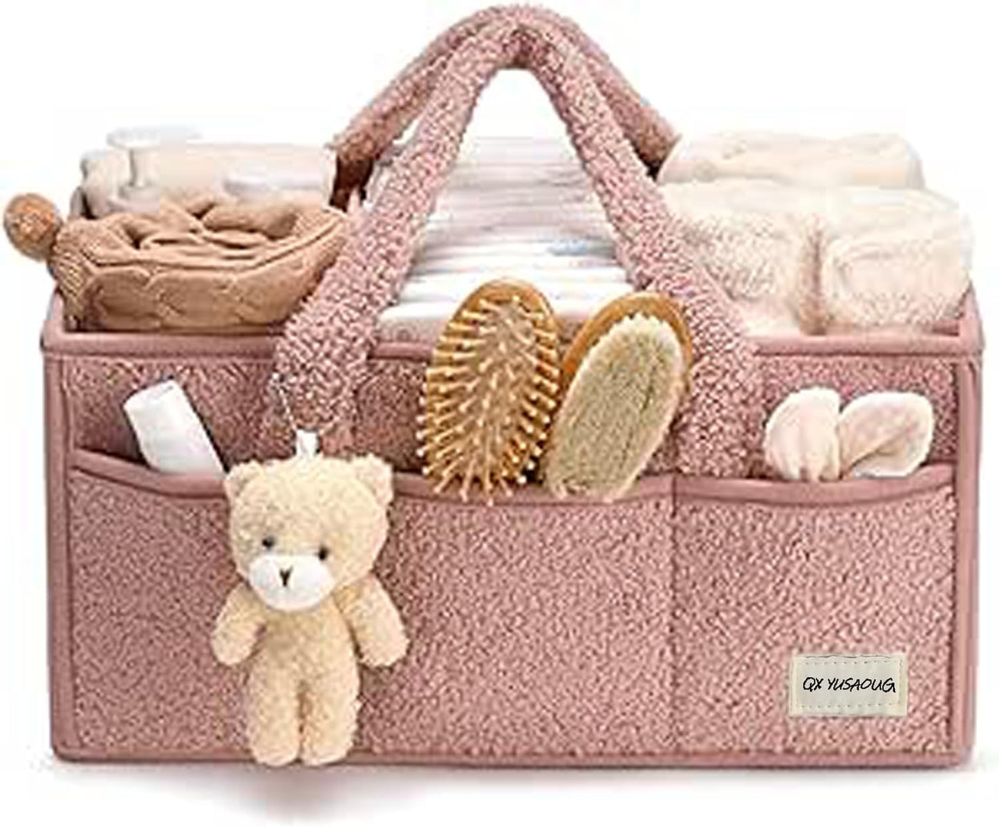 Soft Baby Diaper Caddy Storage Basket with Pockets