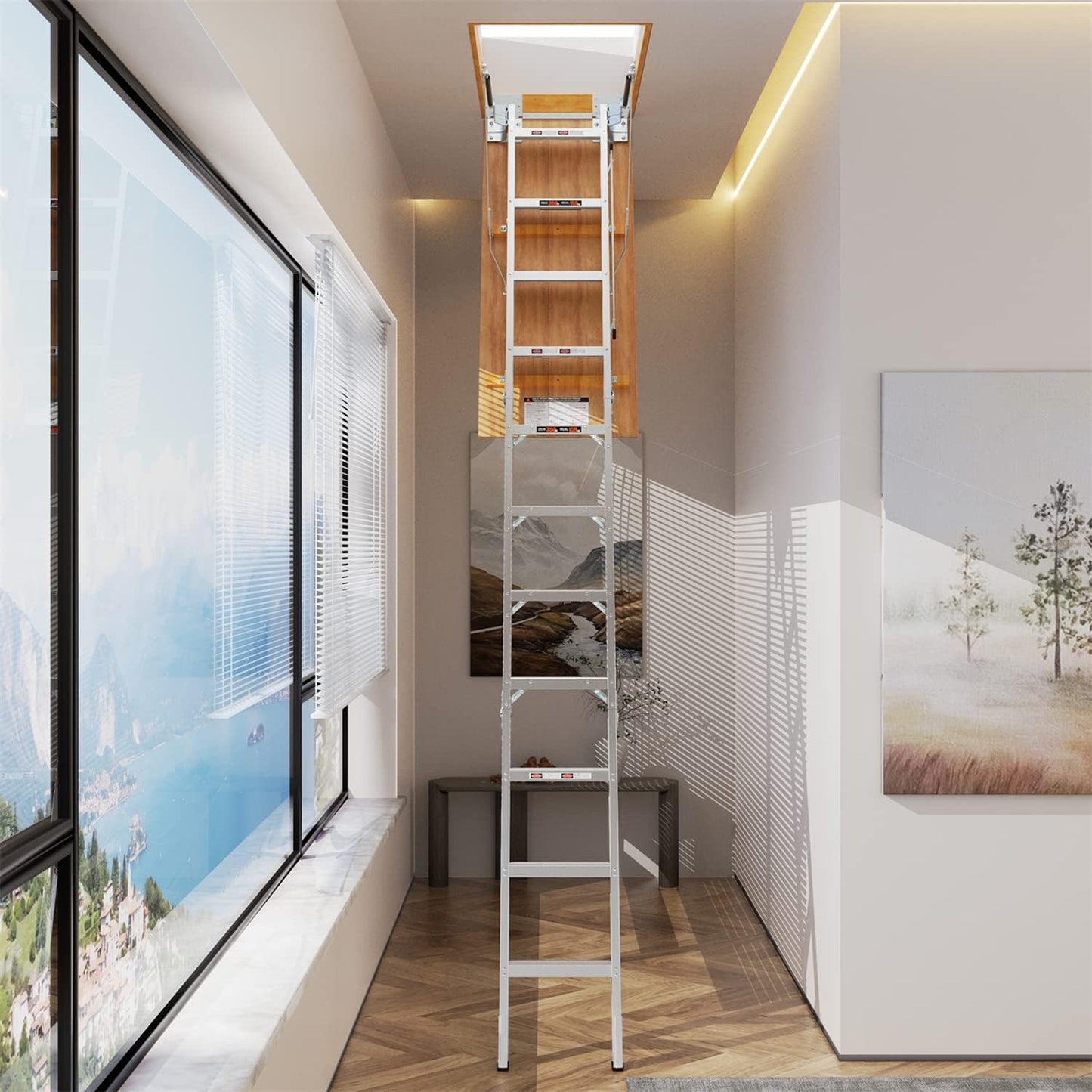 Space Saving Heavy Duty Foldable Loft Ladder 54 Inch