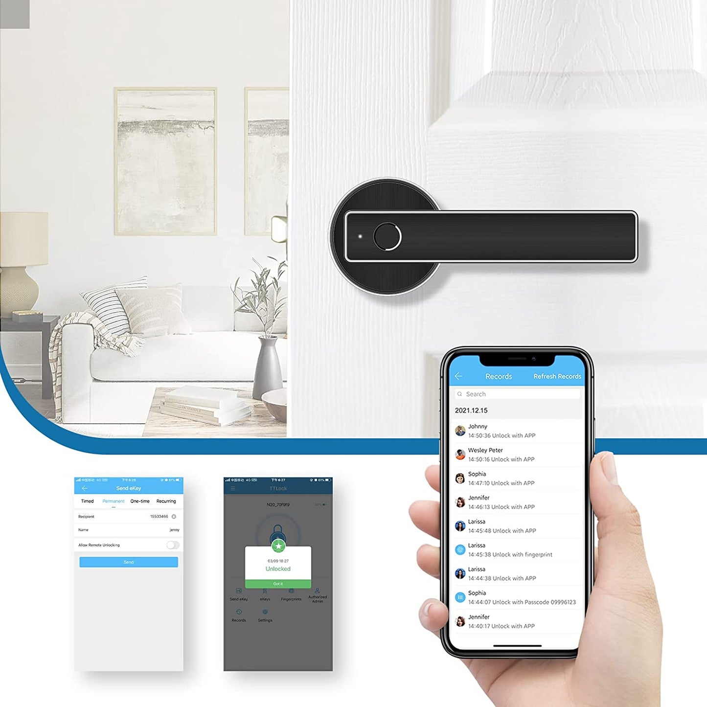 Secure Digital Fingerprint Door Lock Handle Set - Pexav