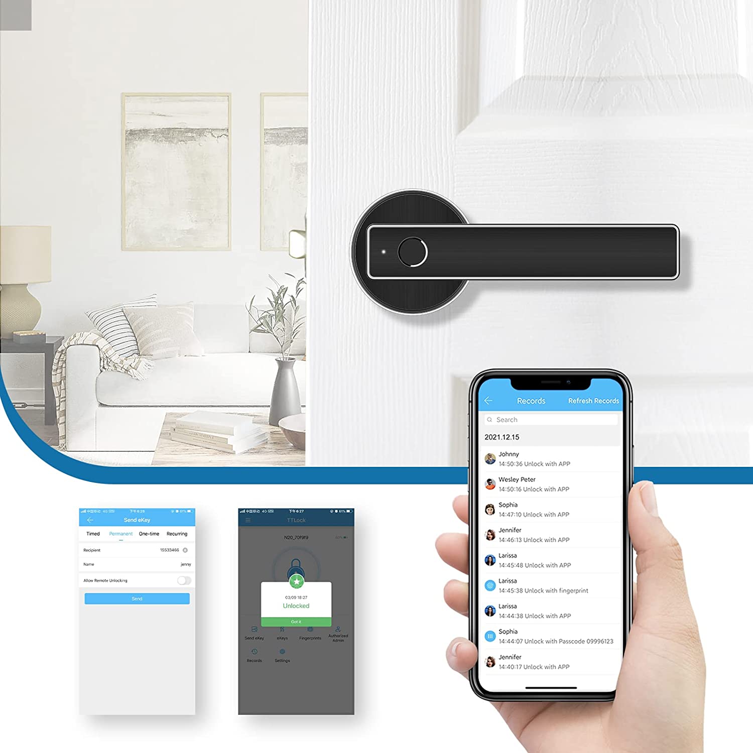 Secure Digital Fingerprint Door Lock Handle Set - Pexav