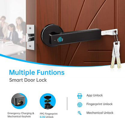 Secure Digital Fingerprint Door Lock Handle Set
