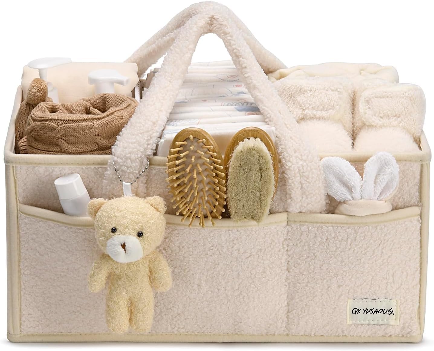 Soft Baby Diaper Caddy Storage Basket with Pockets