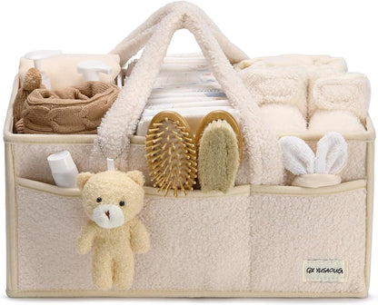 Soft Baby Diaper Caddy Storage Basket with Pockets