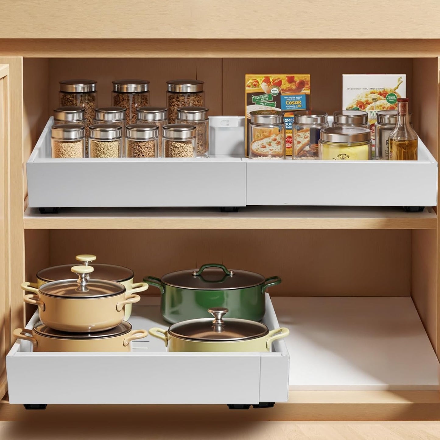 2 Pack Sliding Kitchen Storage Drawers