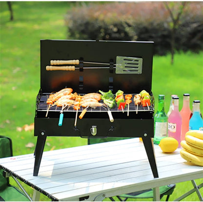 Compact Portable Camping Charcoal BBQ Grill Set