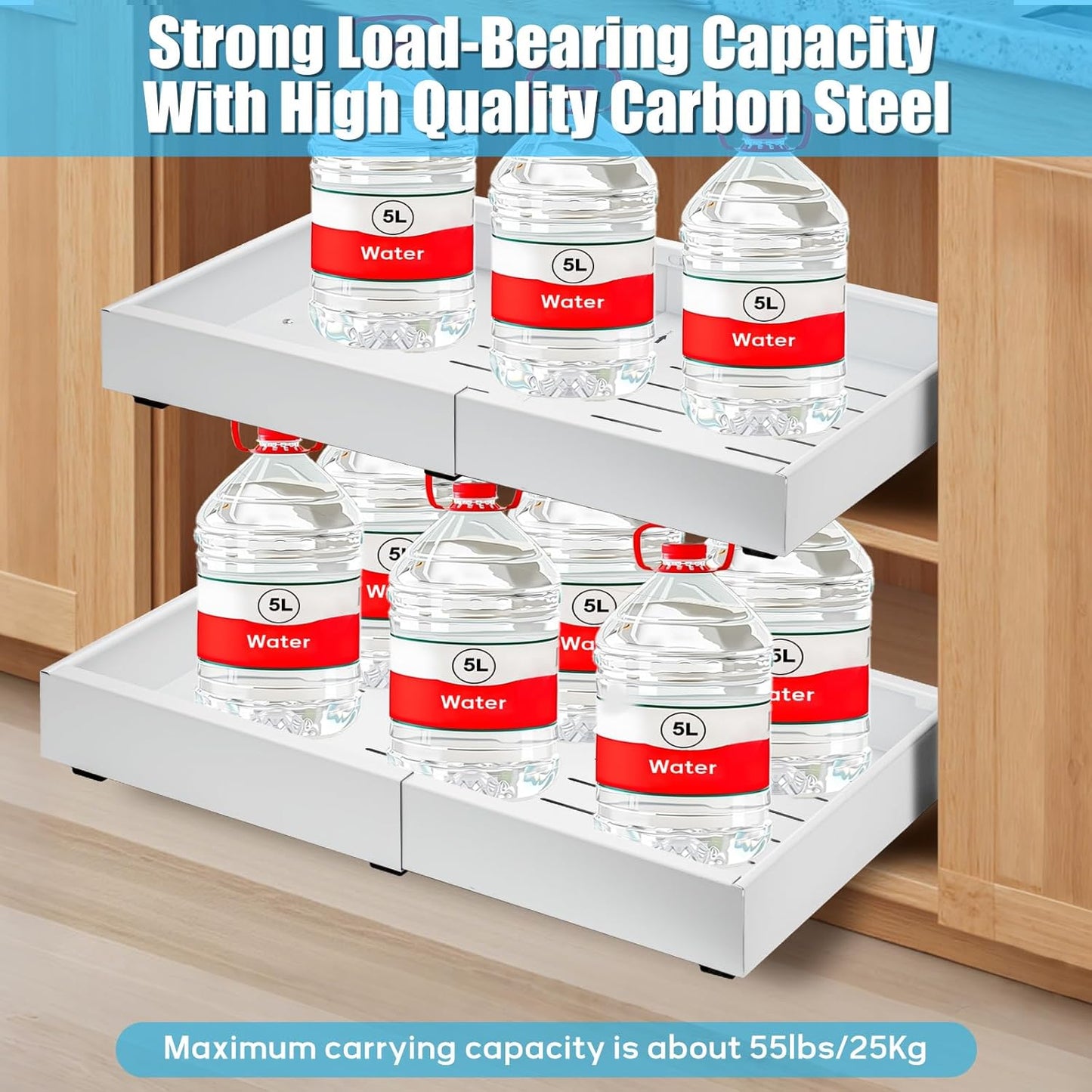 2 Pack Sliding Kitchen Storage Drawers