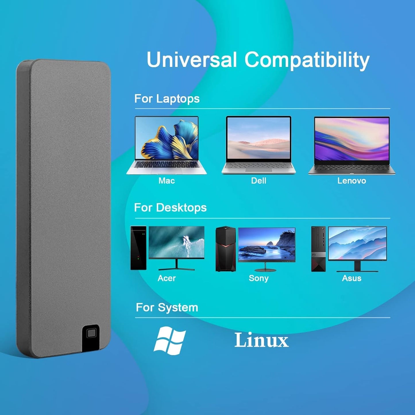 Compact High Speed USB 3.2 External SSD Drive